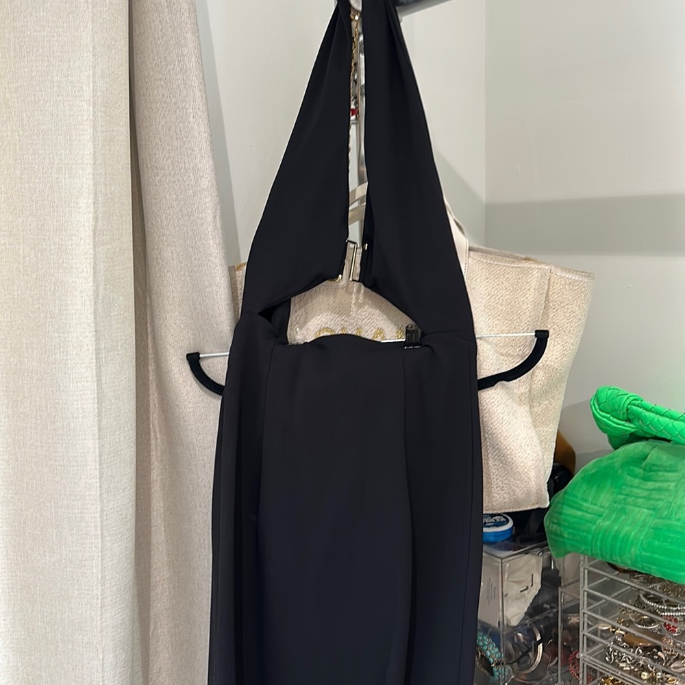 Zara cutout black halter neck dress